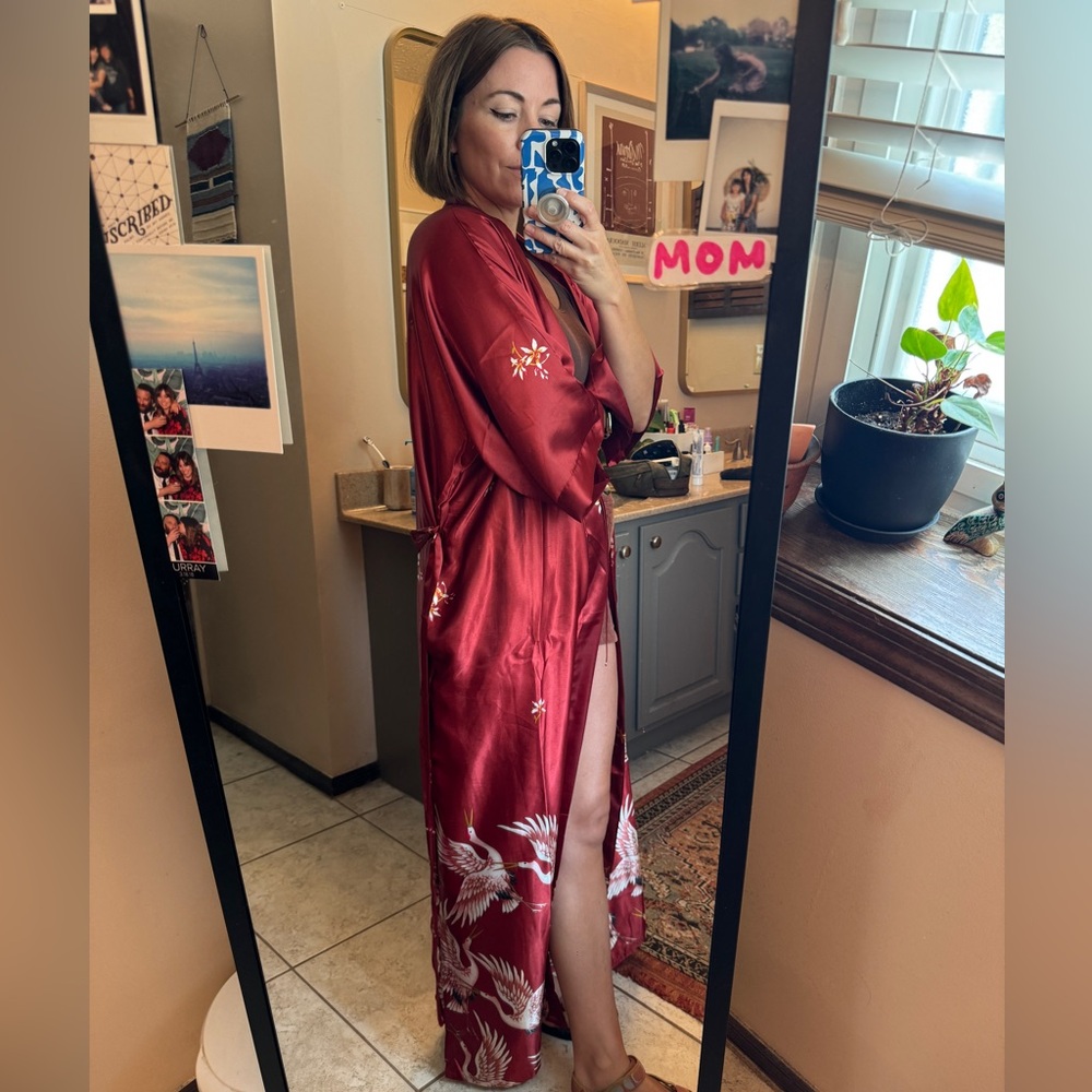 Brilliant Red Silk Robe Kimono